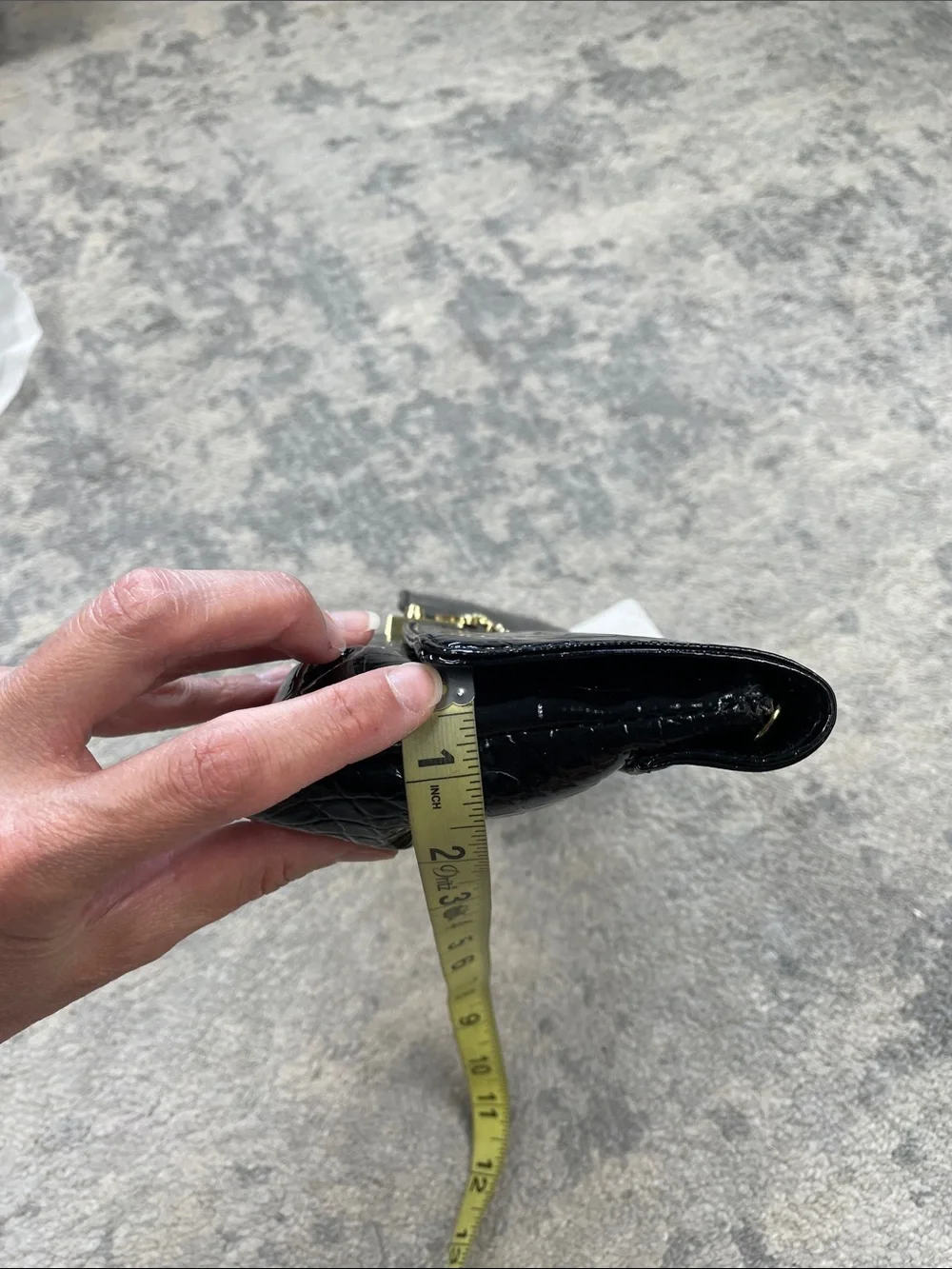 NWT Bellini Black Faux Patent Leather Croc Clutch Wristlet Crossbody Bag